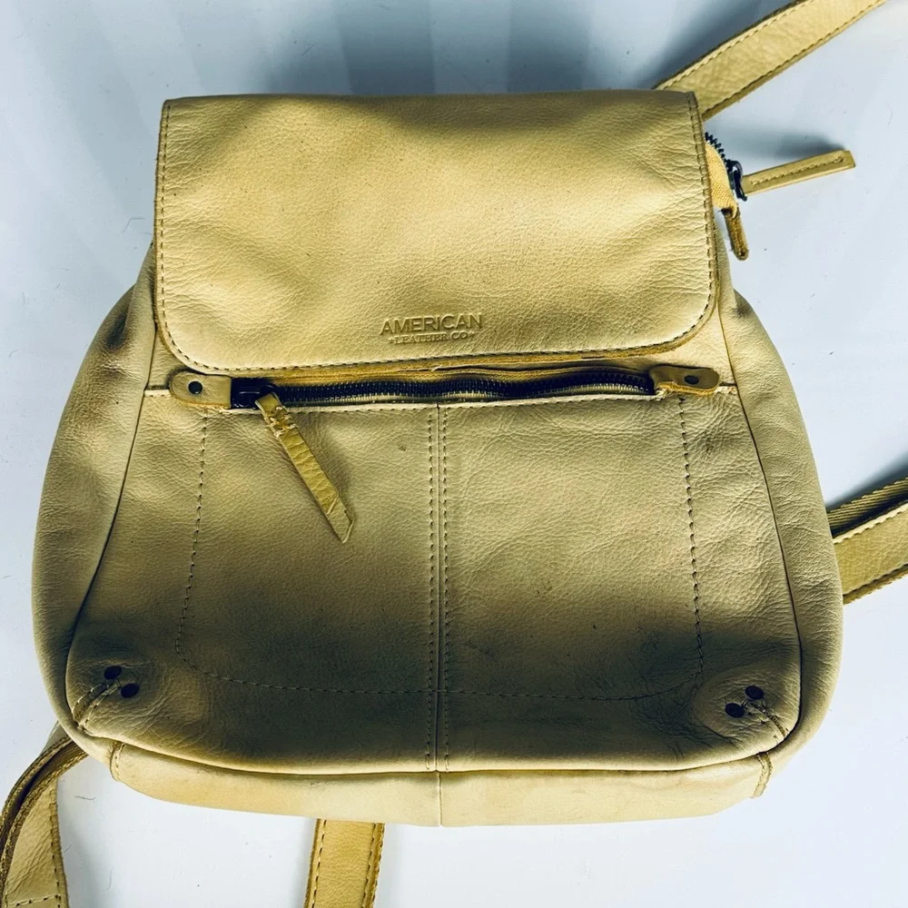 American Leather Company Vintage Soft Yellow Leather Backpack
